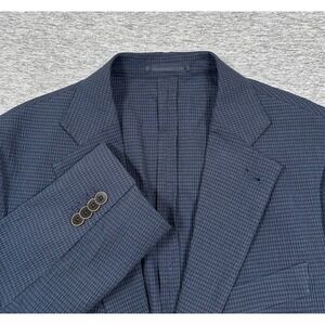 Gutteridge Blazer Mens 42 Blue Check Linen Blend Seersucker Unstructured City